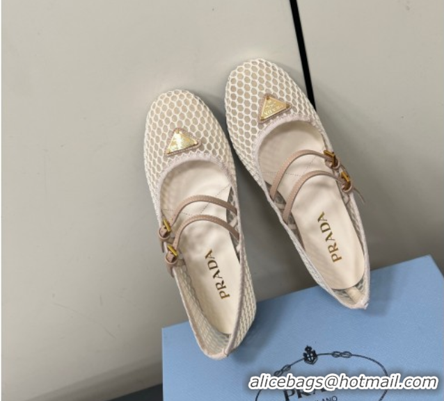 Charming Prada Mesh fabric ballerinas flat Nude 2025 1F915N