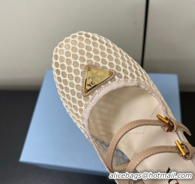 Charming Prada Mesh fabric ballerinas flat Nude 2025 1F915N