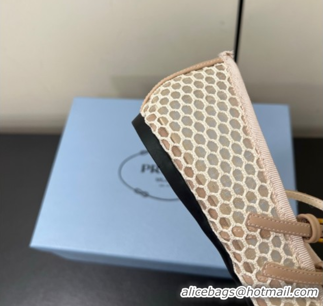 Charming Prada Mesh fabric ballerinas flat Nude 2025 1F915N