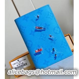 Promotional Louis Vuitton Monogram Canvas Passport Cover M14876 Pool Blue