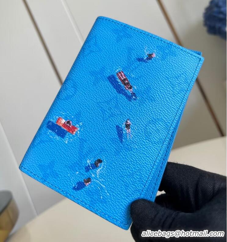 Promotional Louis Vuitton Monogram Canvas Passport Cover M14876 Pool Blue