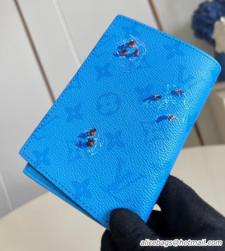 Promotional Louis Vuitton Monogram Canvas Passport Cover M14876 Pool Blue