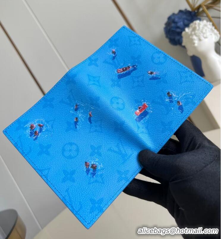 Promotional Louis Vuitton Monogram Canvas Passport Cover M14876 Pool Blue