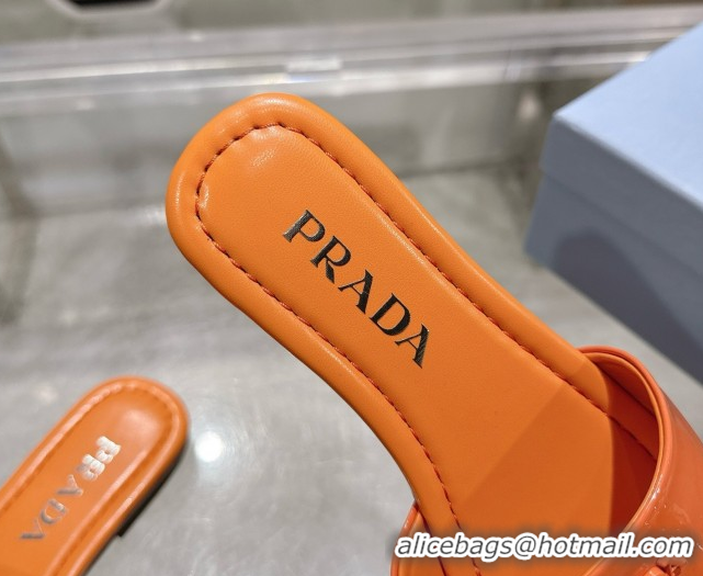 Feminine Prada Patent leather flat slides sandal Orange 2025 PR060308