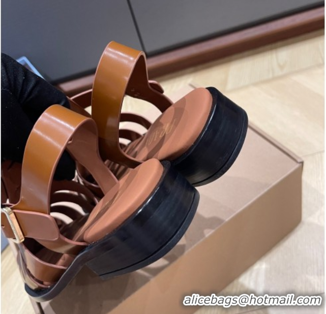 Buy Ladies Prada Brushed Leather Strap Sandals Tan Brown 2025 PR060309