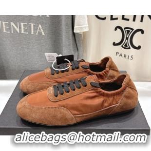 Good Quality Prada Collapse Re-Nylon and suede sneakers Brown 2025 1E959N