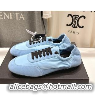 Stylish Prada Collapse Re-Nylon and suede sneakers Light Blue 2025 1E959N