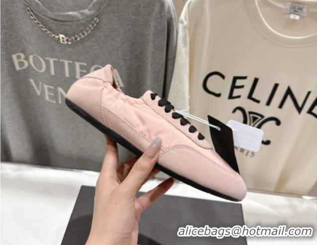 Charming Prada Collapse Re-Nylon and suede sneakers Peach Pink 2025 1E959N