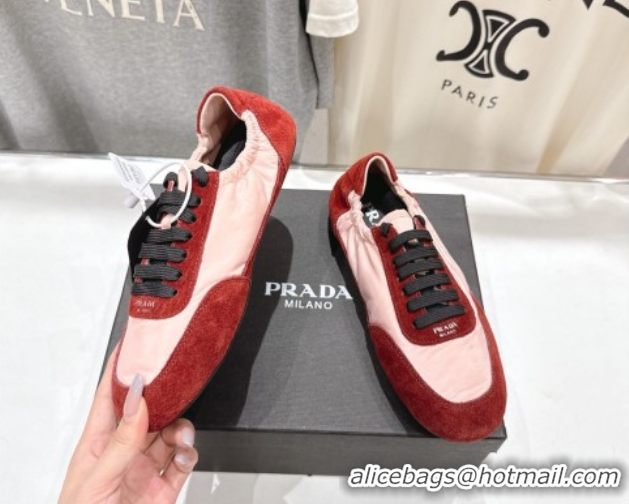 Sophisticated Prada Collapse Re-Nylon and suede sneakers Pink/Red 2025 1E959N