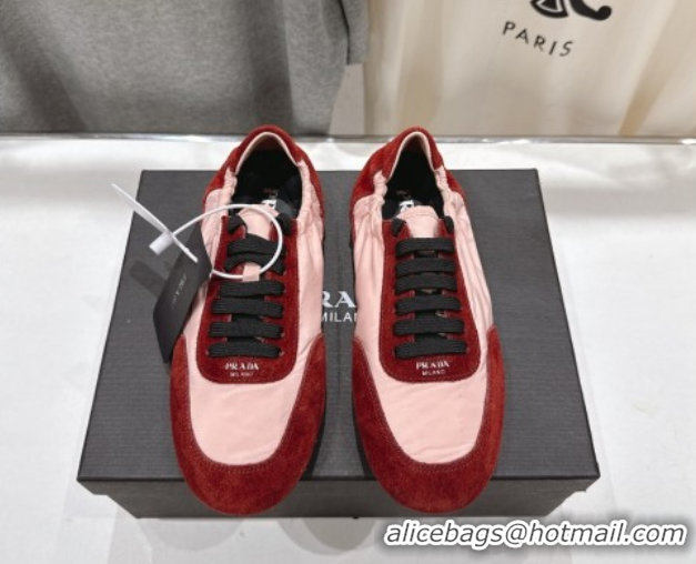 Sophisticated Prada Collapse Re-Nylon and suede sneakers Pink/Red 2025 1E959N