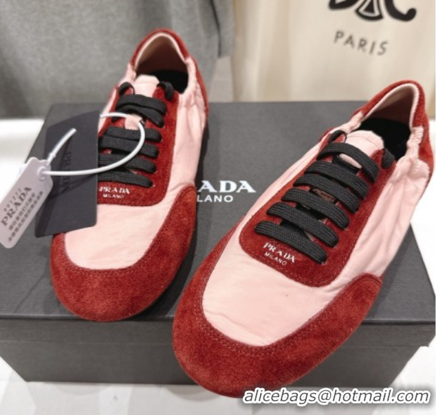 Sophisticated Prada Collapse Re-Nylon and suede sneakers Pink/Red 2025 1E959N