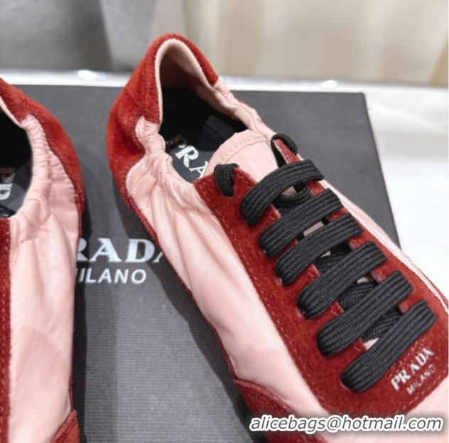 Sophisticated Prada Collapse Re-Nylon and suede sneakers Pink/Red 2025 1E959N