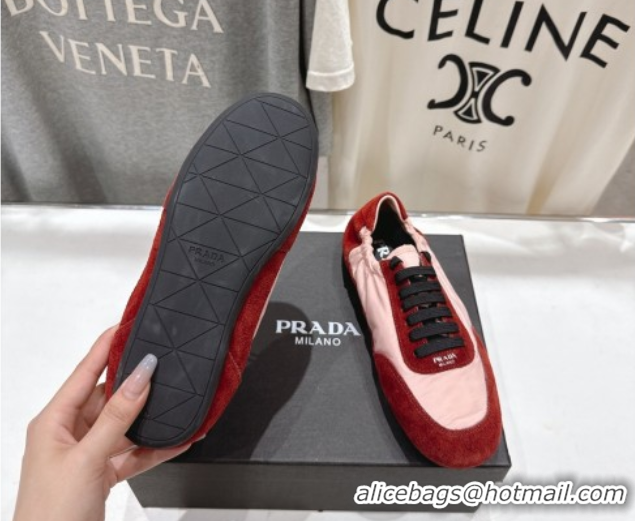 Sophisticated Prada Collapse Re-Nylon and suede sneakers Pink/Red 2025 1E959N