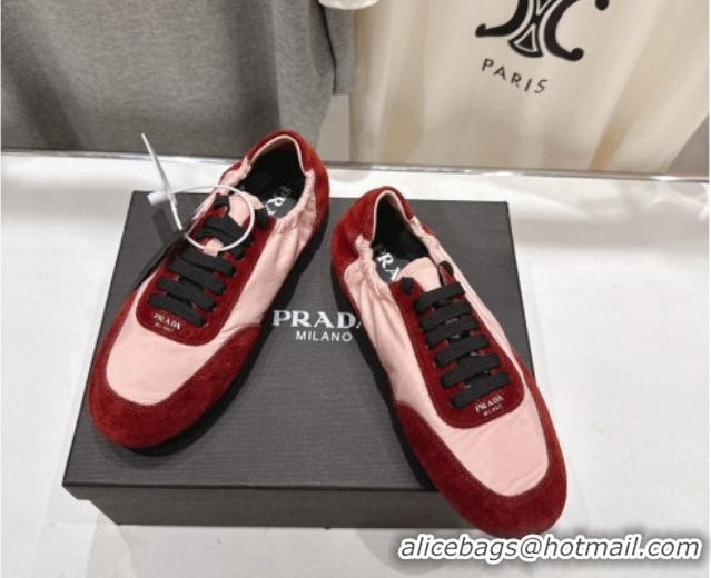 Sophisticated Prada Collapse Re-Nylon and suede sneakers Pink/Red 2025 1E959N