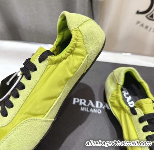 Popular Style Prada Collapse Re-Nylon and suede sneakers Green 2025 1E959N