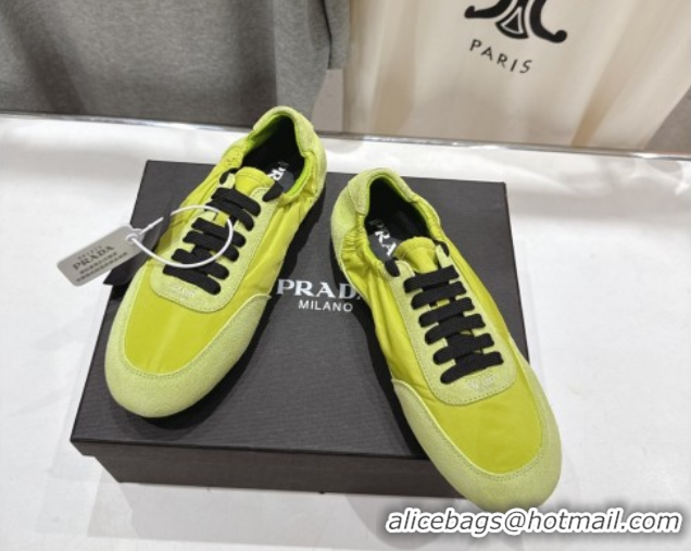 Popular Style Prada Collapse Re-Nylon and suede sneakers Green 2025 1E959N