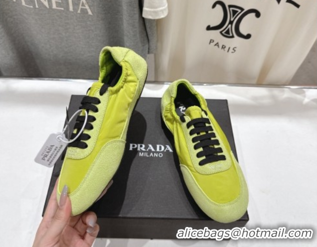 Popular Style Prada Collapse Re-Nylon and suede sneakers Green 2025 1E959N