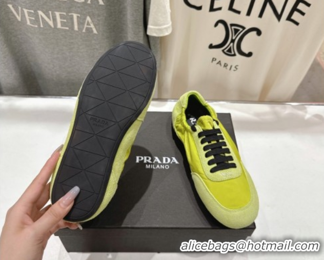 Popular Style Prada Collapse Re-Nylon and suede sneakers Green 2025 1E959N