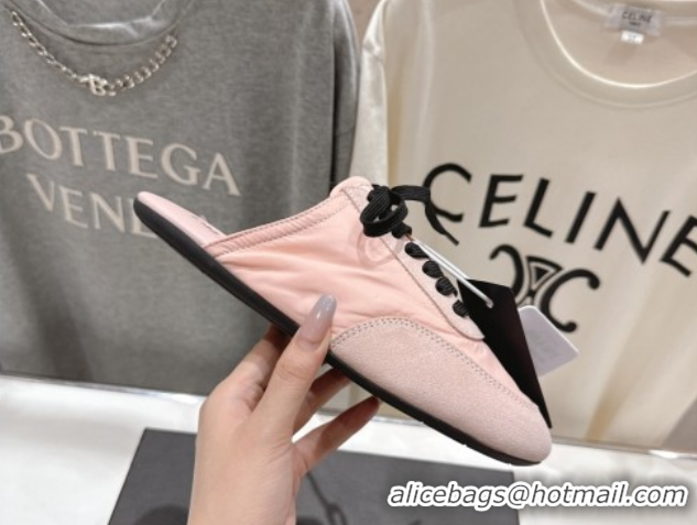 Stylish Prada Collapse Re-Nylon and suede mules Peach Pink 2025 1E989N