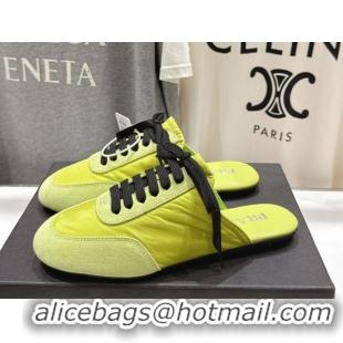 Shop Duplicate Prada Collapse Re-Nylon and suede mules Green 2025 1E989N