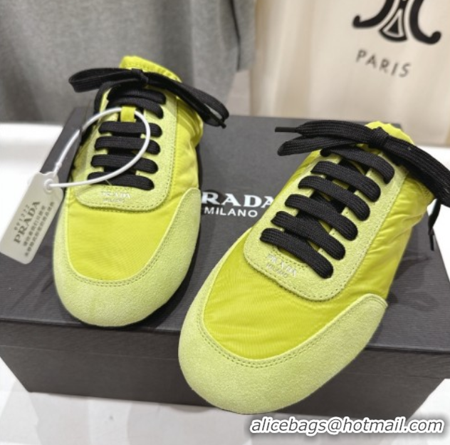 Shop Duplicate Prada Collapse Re-Nylon and suede mules Green 2025 1E989N