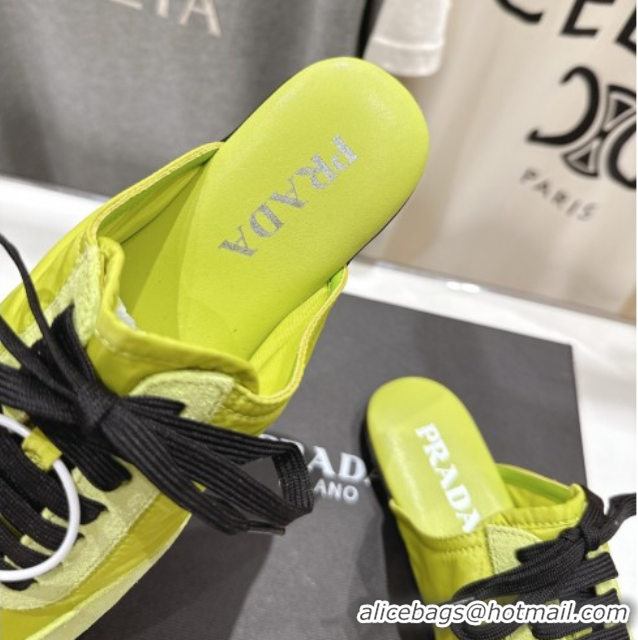 Shop Duplicate Prada Collapse Re-Nylon and suede mules Green 2025 1E989N