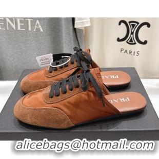 Duplicate Prada Collapse Re-Nylon and suede mules Brown 2025 1E989N