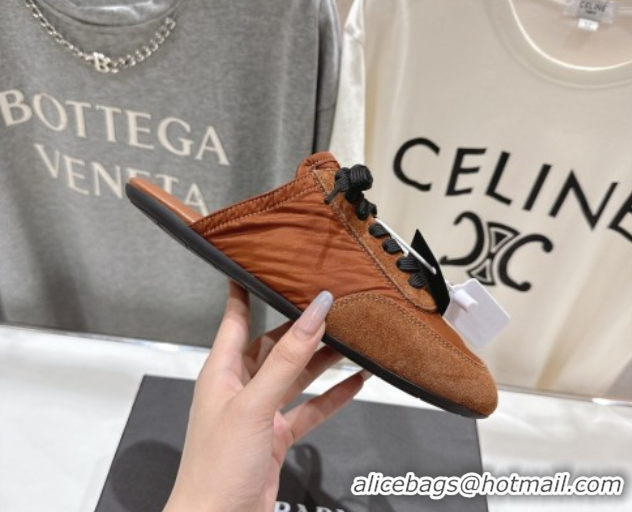 Duplicate Prada Collapse Re-Nylon and suede mules Brown 2025 1E989N