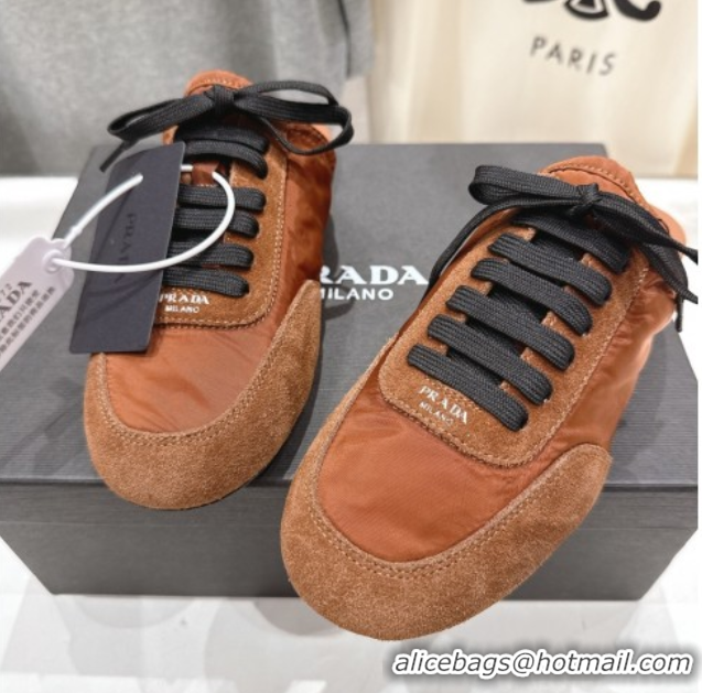 Duplicate Prada Collapse Re-Nylon and suede mules Brown 2025 1E989N