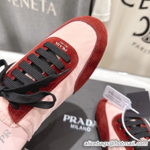 Top Design Prada Collapse Re-Nylon and suede mules Pink/Red 2025 1E989N