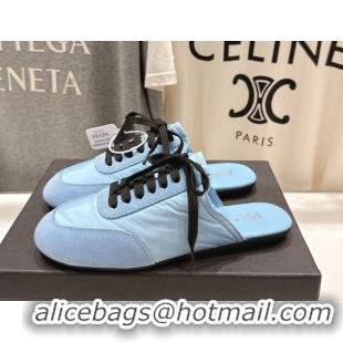 Low Price Prada Collapse Re-Nylon and suede mules Light Blue 2025 1E989N