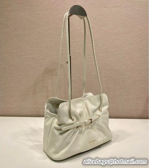 Buy Discount Prada Nappa leather shoulder bag with Buckle 1BG586 White 2025