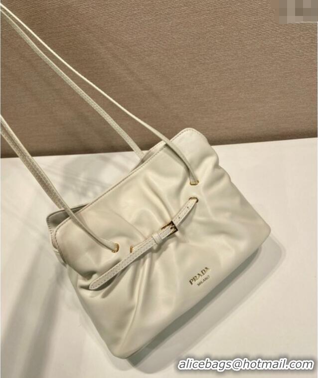 Buy Discount Prada Nappa leather shoulder bag with Buckle 1BG586 White 2025