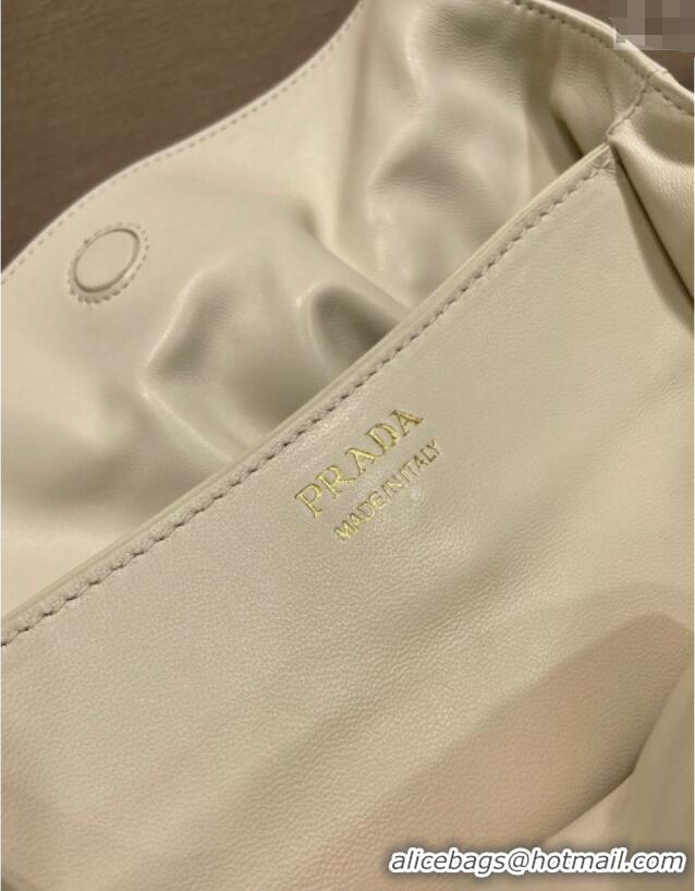 Buy Discount Prada Nappa leather shoulder bag with Buckle 1BG586 White 2025