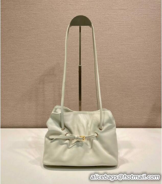 Buy Discount Prada Nappa leather shoulder bag with Buckle 1BG586 White 2025