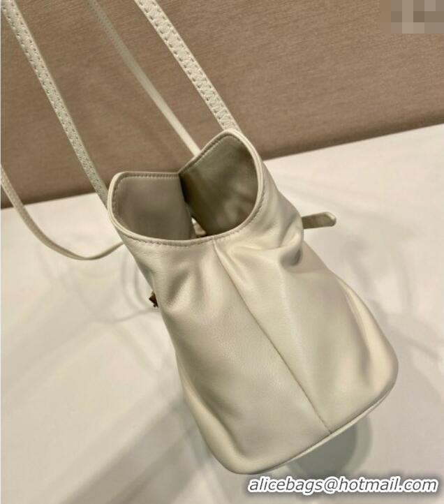 Buy Discount Prada Nappa leather shoulder bag with Buckle 1BG586 White 2025