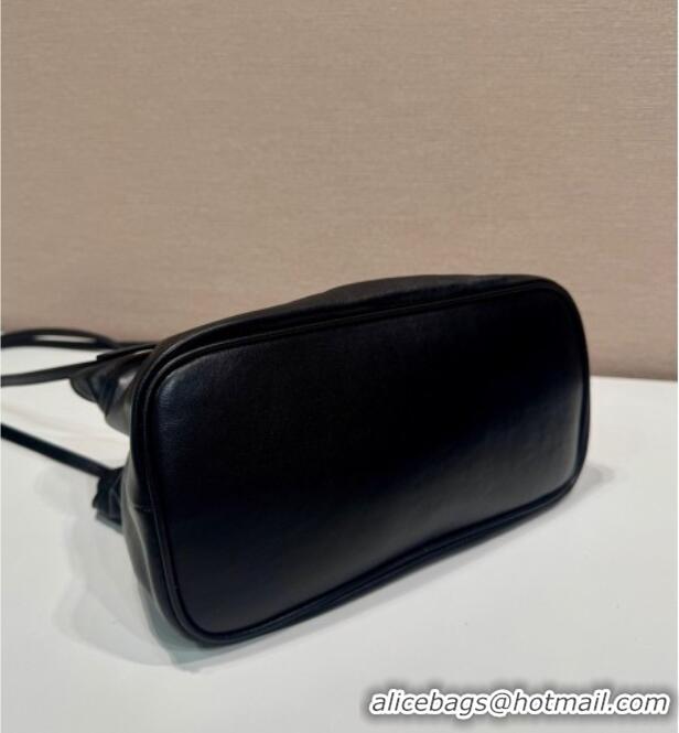 Luxury Discount Prada Nappa leather shoulder bag with Buckle 1BG586 Black 2025