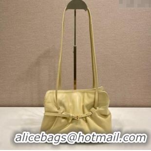 Luxury Discount Prada Nappa leather shoulder bag with Buckle 1BG586 Yellow 2025