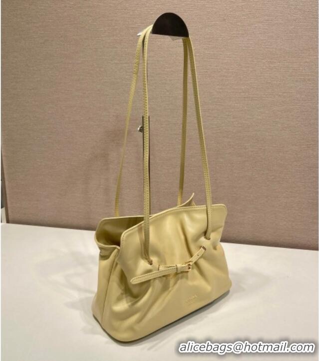 Luxury Discount Prada Nappa leather shoulder bag with Buckle 1BG586 Yellow 2025