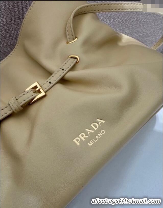 Luxury Discount Prada Nappa leather shoulder bag with Buckle 1BG586 Yellow 2025