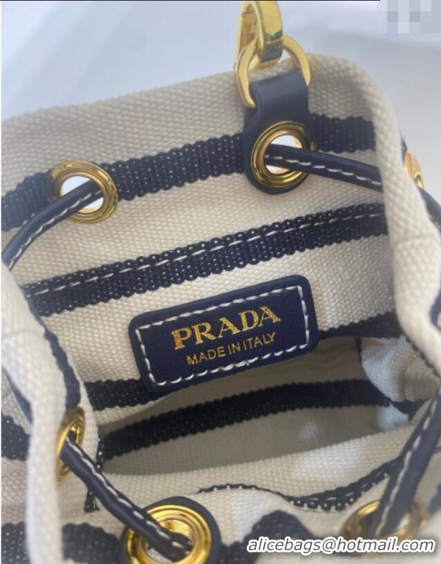 Famous Brand Prada Striped fabric mini-pouch Ivory 1NR16H White/Blue 2025