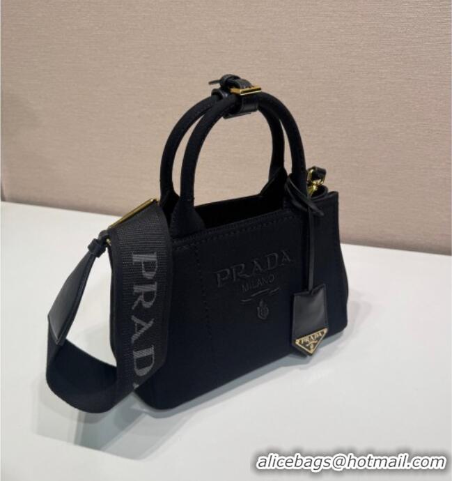 Pretty Style Prada Jardiniere cotton canvas mini handbag 1BA038 Black 2025