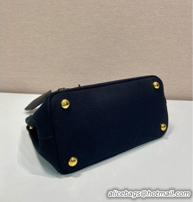 Pretty Style Prada Jardiniere cotton canvas mini handbag 1BA038 Black 2025