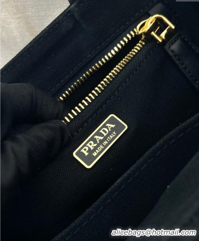 Pretty Style Prada Jardiniere cotton canvas mini handbag 1BA038 Black 2025