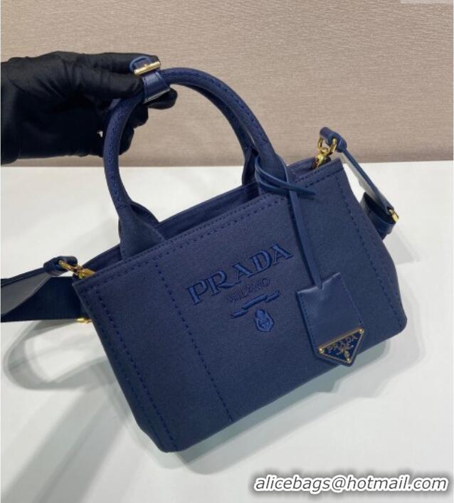Super Quality Prada Jardiniere cotton canvas mini handbag 1BA038 Baltic Blue 2025