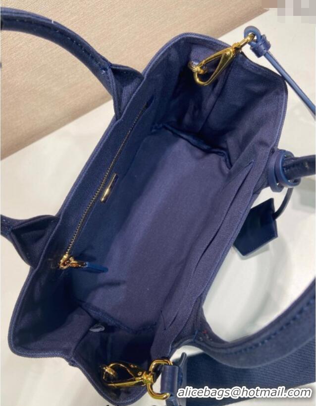 Super Quality Prada Jardiniere cotton canvas mini handbag 1BA038 Baltic Blue 2025