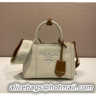 Well Crafted Prada Jardiniere linen blend mini handbag 1BA038 White 2025