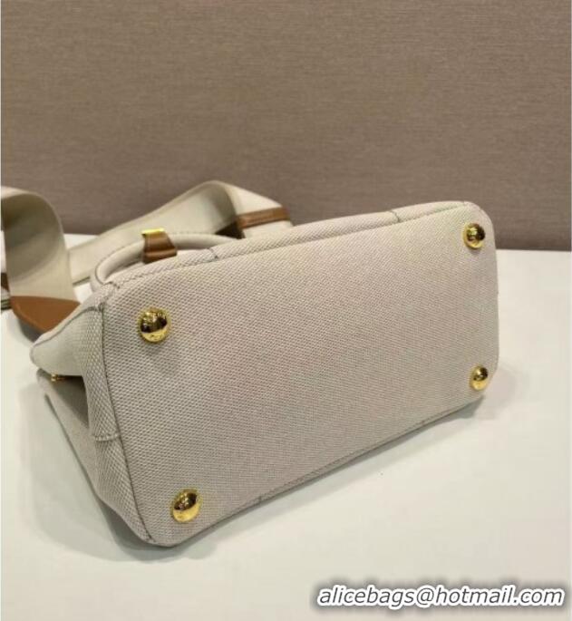 Well Crafted Prada Jardiniere linen blend mini handbag 1BA038 White 2025