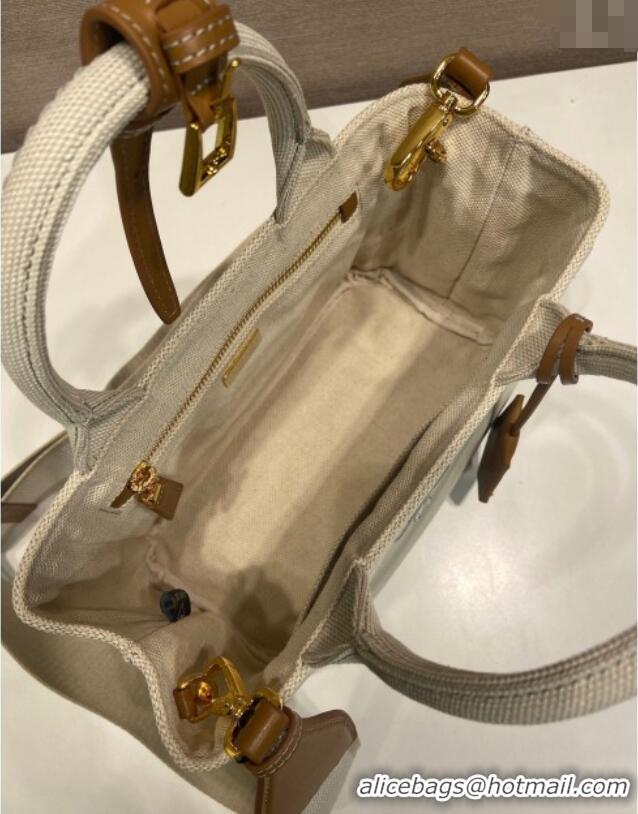 Well Crafted Prada Jardiniere linen blend mini handbag 1BA038 White 2025