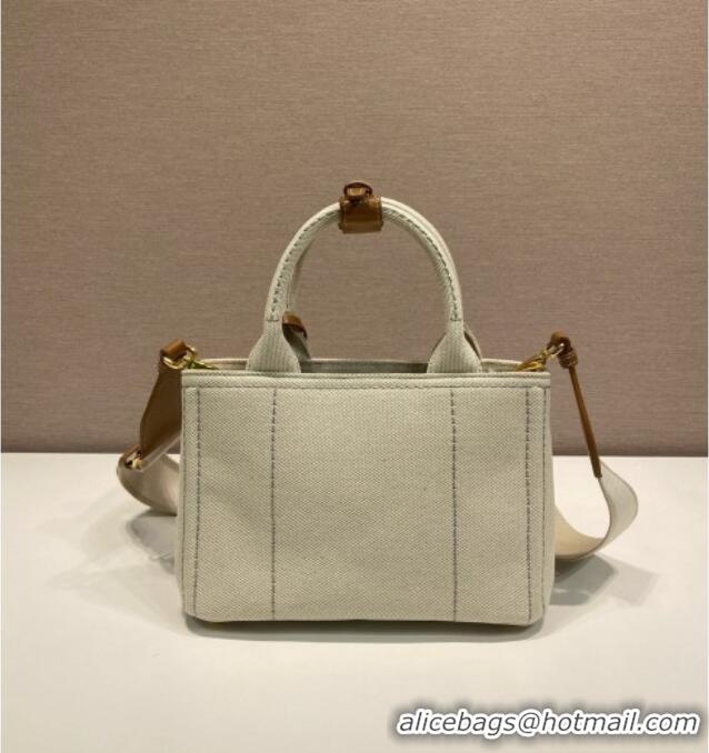 Well Crafted Prada Jardiniere linen blend mini handbag 1BA038 White 2025